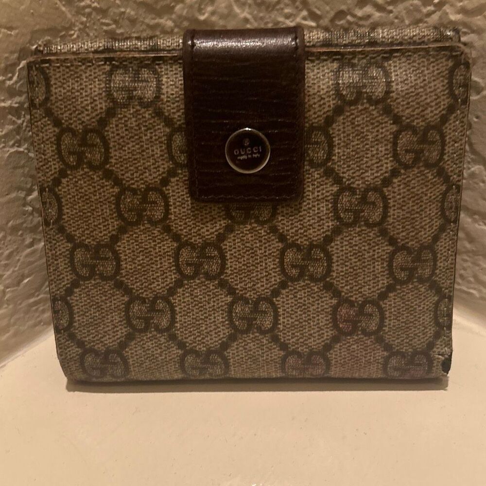 Gucci GG Monogram Coated Canvas Folding Wallet Brown PROJECT DIY UPCYCLE READ - Picture 3 of 13
